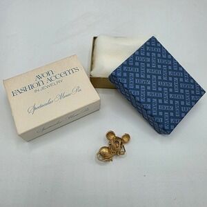 Avon Womens Spectacular Mouse Pin Glasses Amber Eyes Vintage 1973 Gold OS